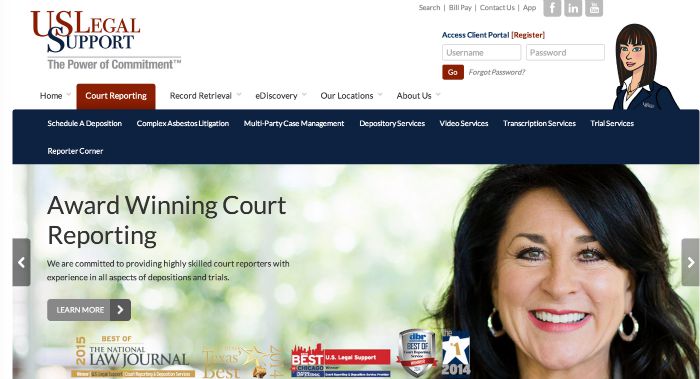 Sandi Estevez, featured on the US Legal Support homepage