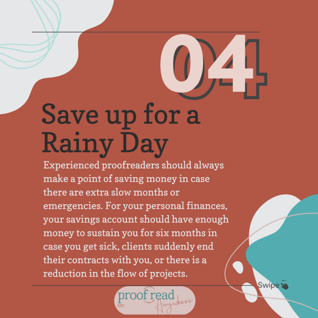 The image says "save up for a rainy day" with an excerpt from the text.