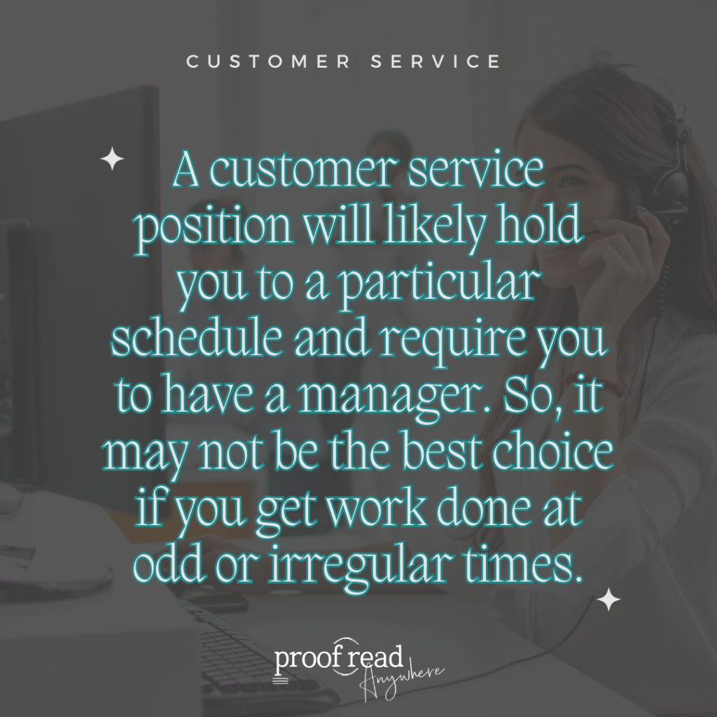 The image describes the side hustle: Customer Service