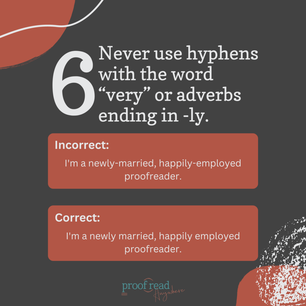 Never use hyphens with the word "very" or adverbs ending in -ly.