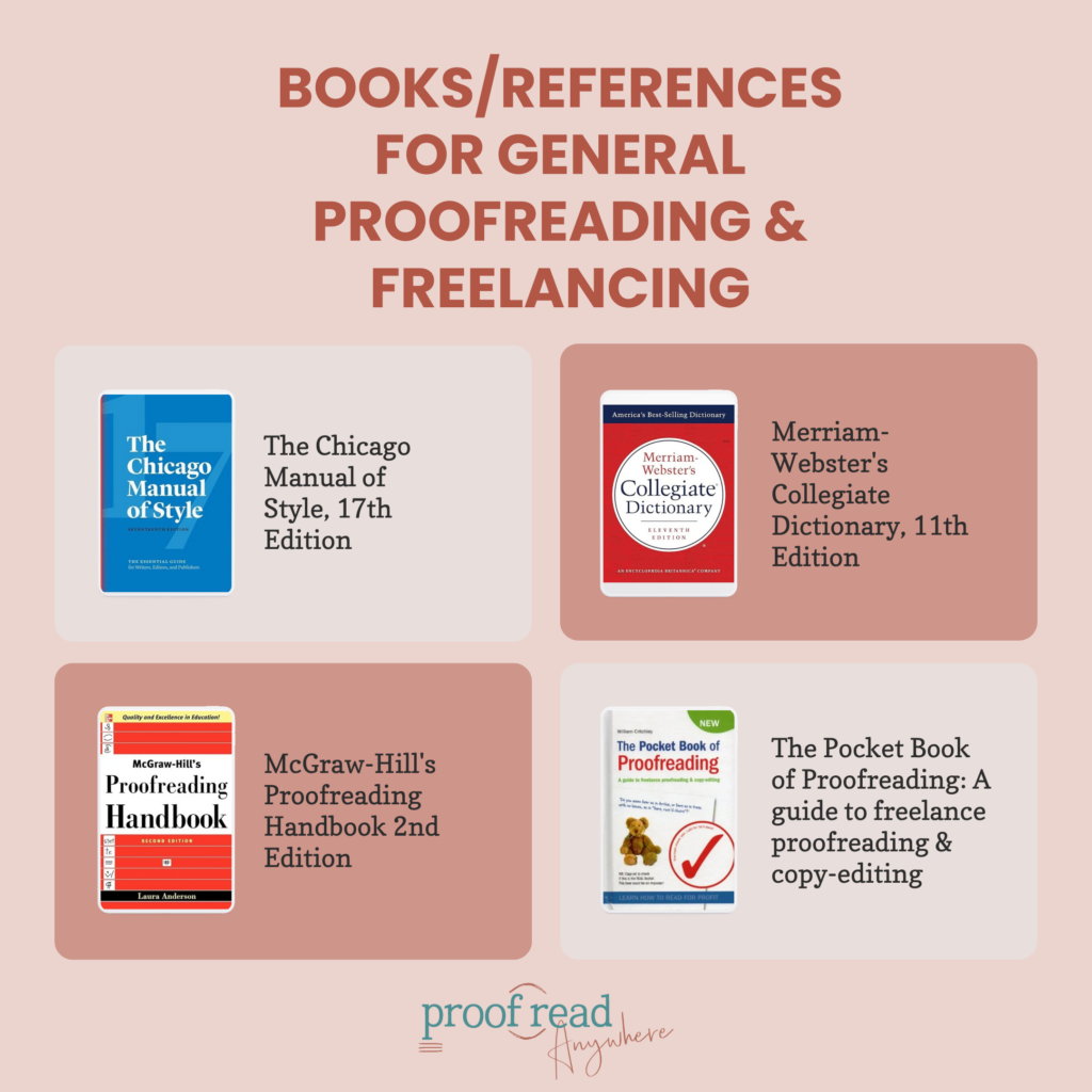 Books and references for general proofreading and freelancing